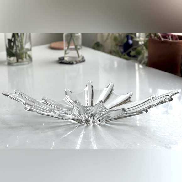 VINTAGE MCM Clear Pulled Glass Bowl Heavyweight Art Glass Unsigned - Picture 11 of 14